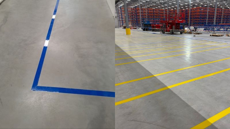 Vloertape of geschilderde belijning